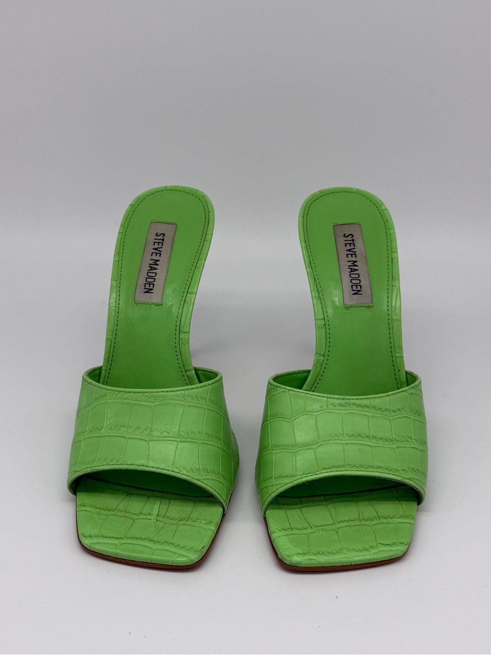 Steve Madden Lime Croc-Embossed Slide Heels